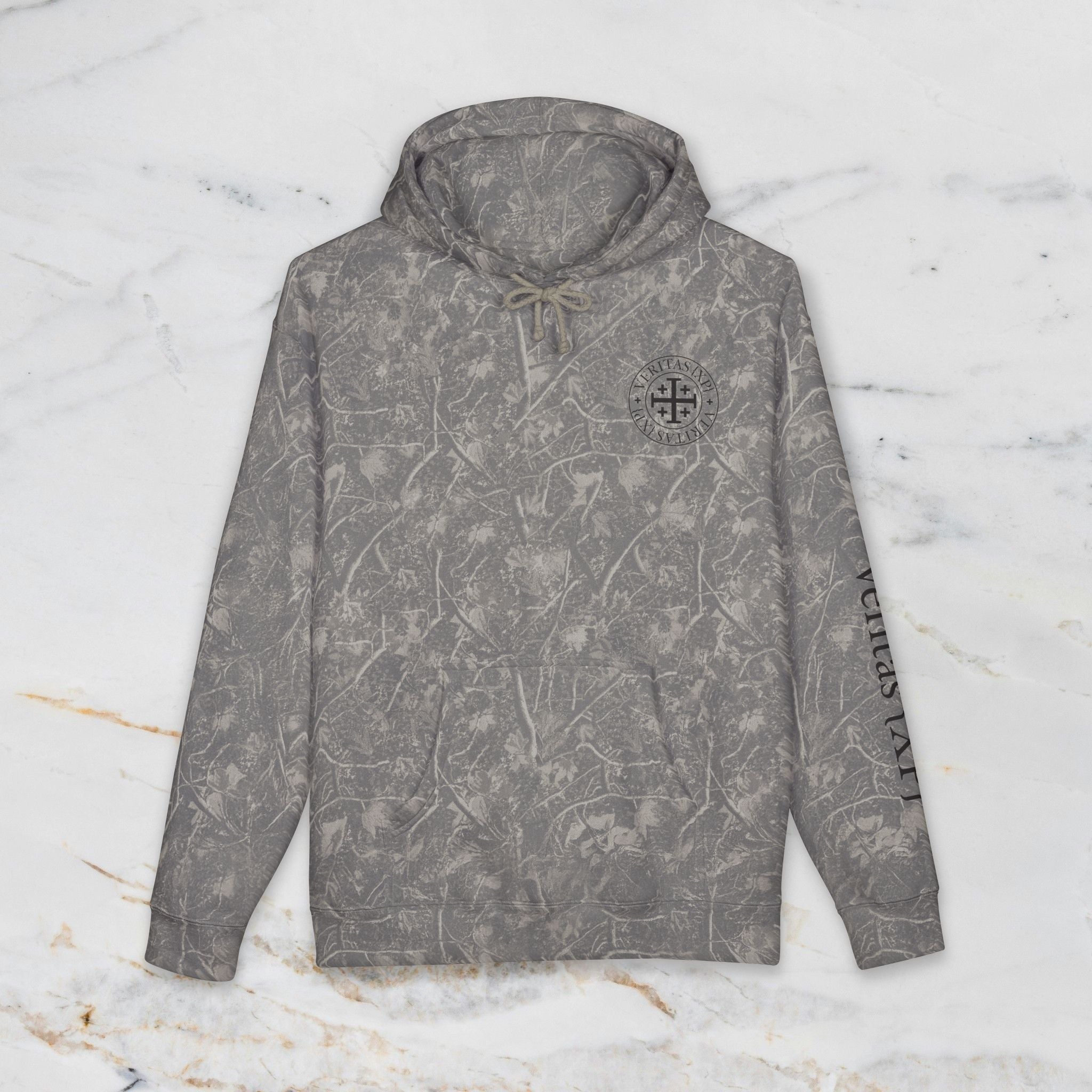 Veritas {XP} Logo - Matthew 5:5 Scripture Heavyweight Hooded Sweatshirt