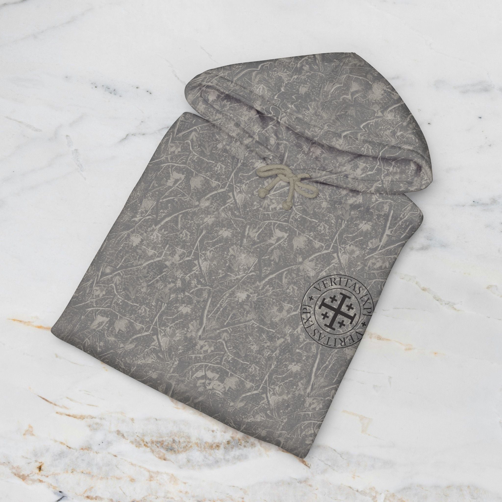 Veritas {XP} Logo - Matthew 5:5 Scripture Heavyweight Hooded Sweatshirt