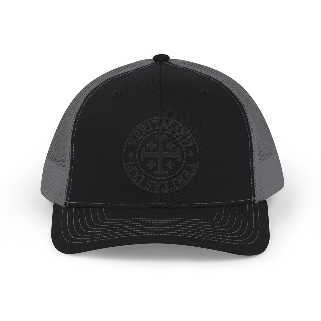 Veritas VRS Richardson 112 Trucker Cap — Embroidered Cross Emblem Snapback