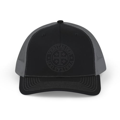 Veritas VRS Richardson 112 Trucker Cap — Embroidered Cross Emblem Snapback